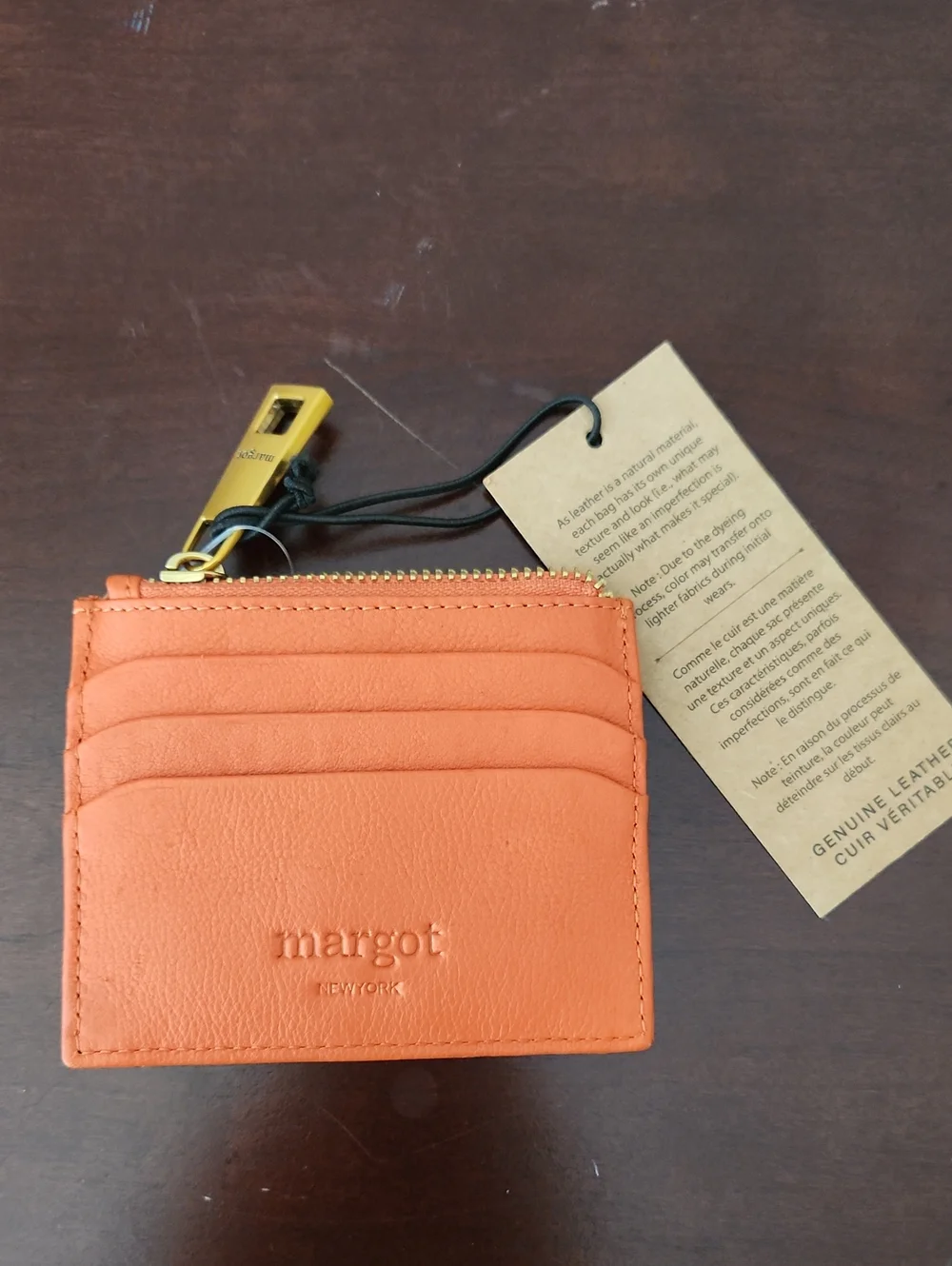 Orange Leather Card Wallet